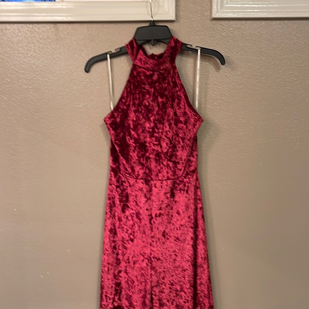 Crushed Red velvet jumpsuit